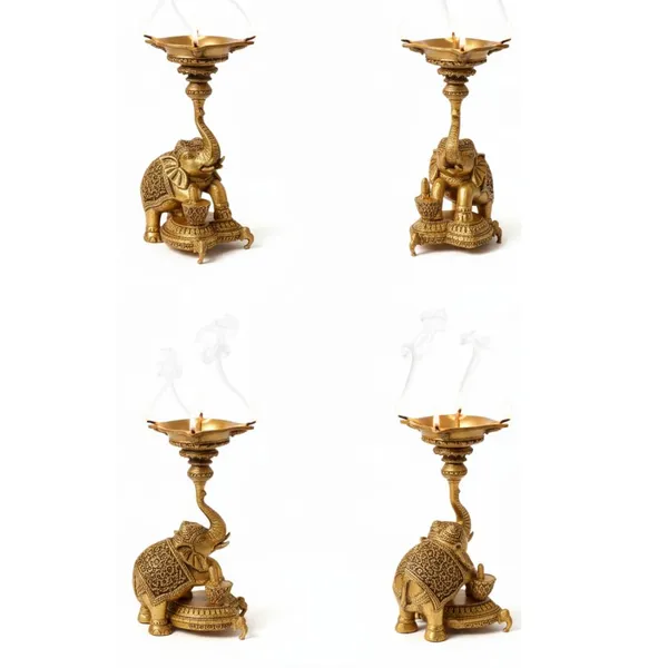 Rahadecor_Golden_Brass_Elephant_Diya_Stand_with_Peacock_-_Traditional_Dancing_Elephant_Oil_Lamp_-_14cm_Height_Weight-320grams