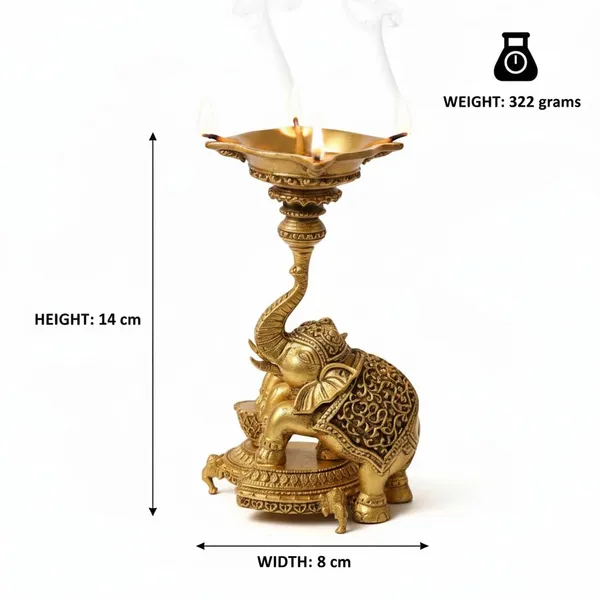 Rahadecor_Golden_Brass_Elephant_Diya_Stand_with_Peacock_-_Traditional_Dancing_Elephant_Oil_Lamp_-_14cm_Height_Weight-320grams