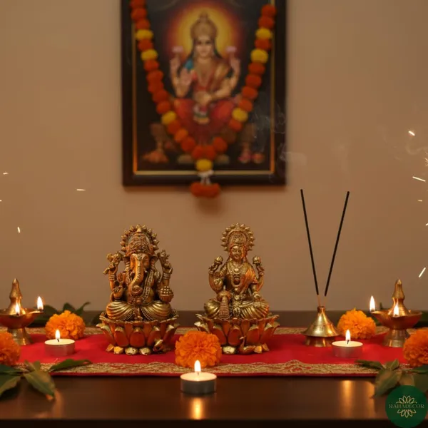 Rahadecor_Pure_Brass_Lakshmi_Ganesh_Murti_-_Ideal_Idol_for_Diwali_Puja,_Home_Decor_&_Spiritual_Gift_-_8cm_(3.1in)