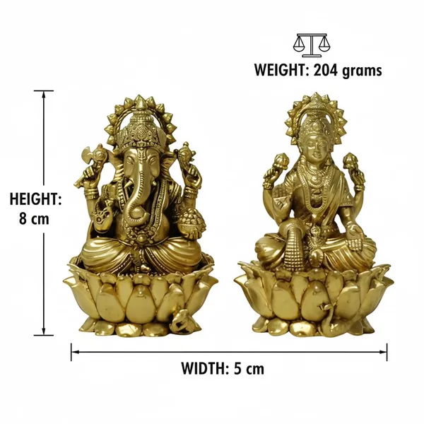 Rahadecor_Pure_Brass_Lakshmi_Ganesh_Murti_-_Ideal_Idol_for_Diwali_Puja,_Home_Decor_&_Spiritual_Gift_-_8cm_(3.1in)