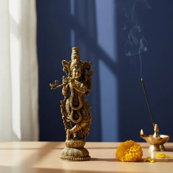 Rahadecor_Handcrafted_6.5"_Lord_Krishna_Statue_Idol_Murti_for_Decoration,_Puja_&_Gifting_-_15cm_(6in)_H