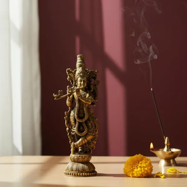 Rahadecor_Handcrafted_6.5"_Lord_Krishna_Statue_Idol_Murti_for_Decoration,_Puja_&_Gifting_-_15cm_(6in)_H