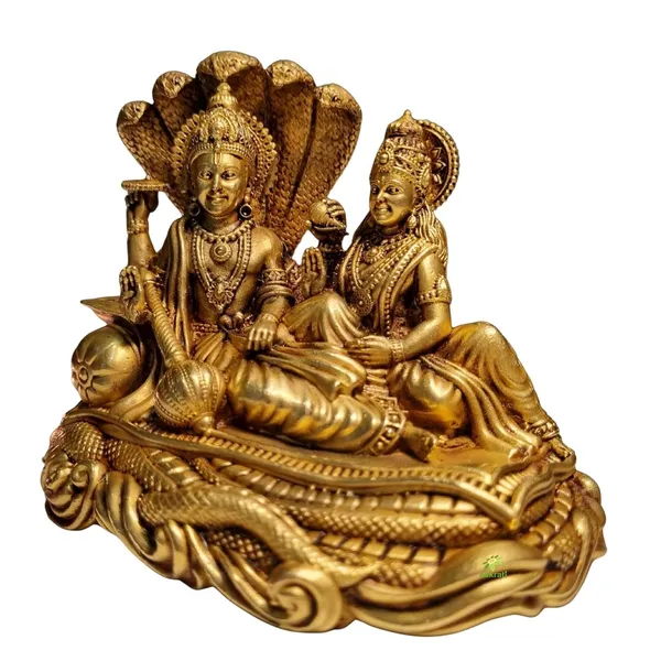 Rahadecor_Laxmi_Vishnu_Idol_God_Goddess_Statues_Religious_Deity_Resting_On_Sheshnaag_-_350g_H-10cm,_L-10cm