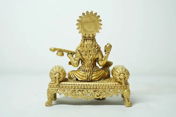 Rahadecor_Handcrafted_Brass_Goddess_Saraswati_Statue_Idol_for_Learning_Creativity_&_Home_Temple_-_Height_11cm_(4.3in)