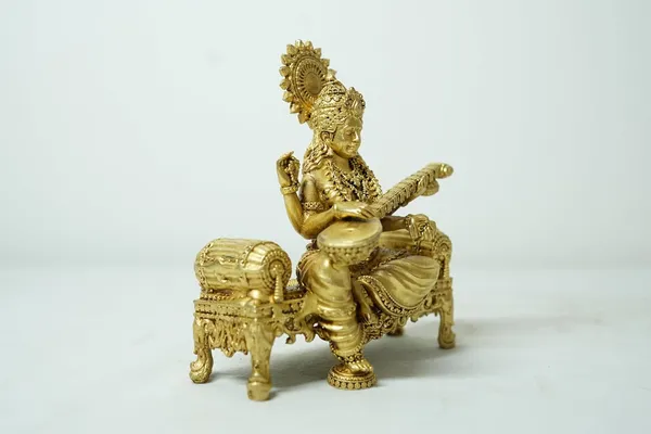 Rahadecor_Handcrafted_Brass_Goddess_Saraswati_Statue_Idol_for_Learning_Creativity_&_Home_Temple_-_Height_11cm_(4.3in)