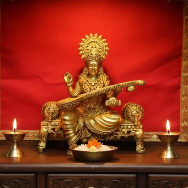 Rahadecor_Handcrafted_Brass_Goddess_Saraswati_Statue_Idol_for_Learning_Creativity_&_Home_Temple_-_Height_11cm_(4.3in)