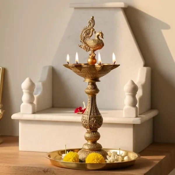 Rahadecor_Brass_Peacock_Decorative_Diya_Antique_Deepak_Design_Table_Decor_with_Stand_for_Pooja_-_20cm_Height