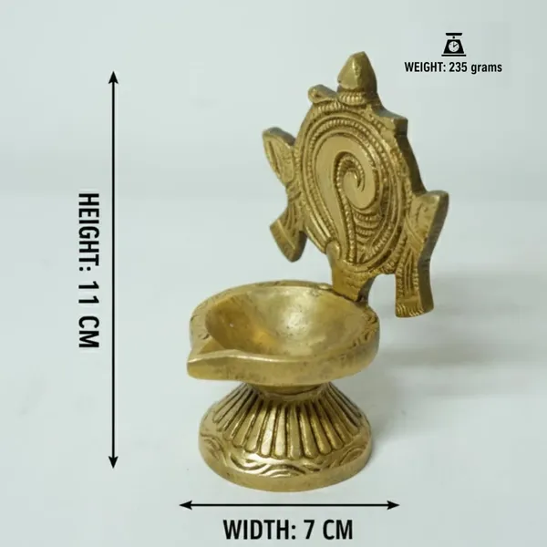Rahadecor_Brass_Shankh_&_Chakra_Diya_Set_for_Pooja_-_Traditional_Gold_Finish_Oil_Lamps_(Pack_of_2)_-_11cm_Height