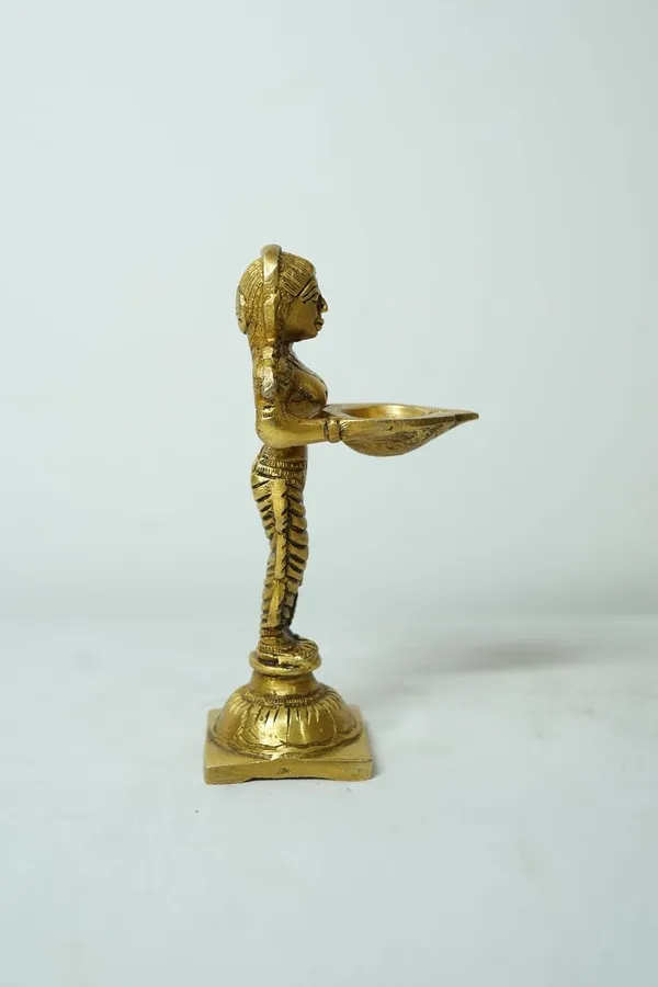 Rahadecor_Brass_Standing_Lady_with_Diya_-_Deep_Laxmi_Deepak_for_Home_Entrance_&_Pooja_Room_-_15cm_Height