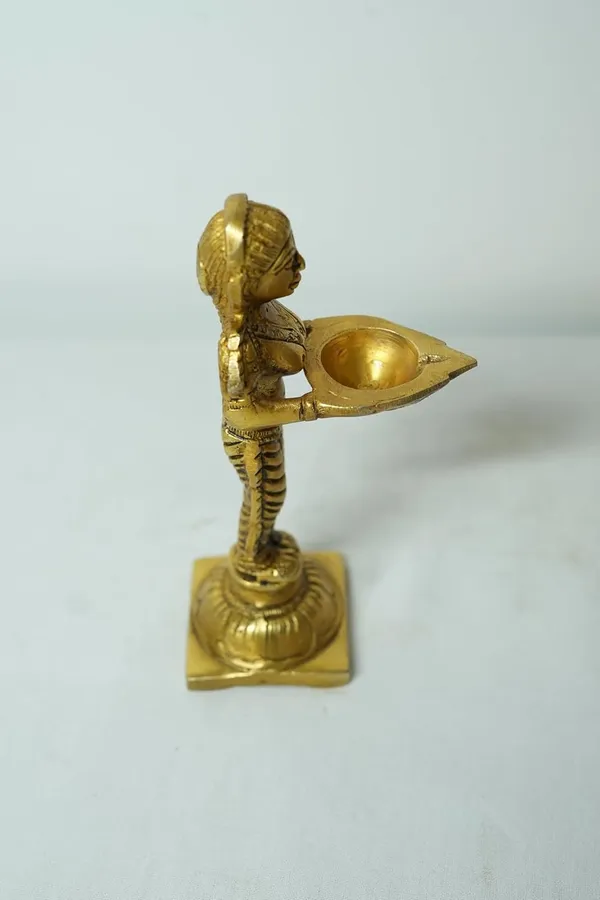 Rahadecor_Brass_Standing_Lady_with_Diya_-_Deep_Laxmi_Deepak_for_Home_Entrance_&_Pooja_Room_-_15cm_Height
