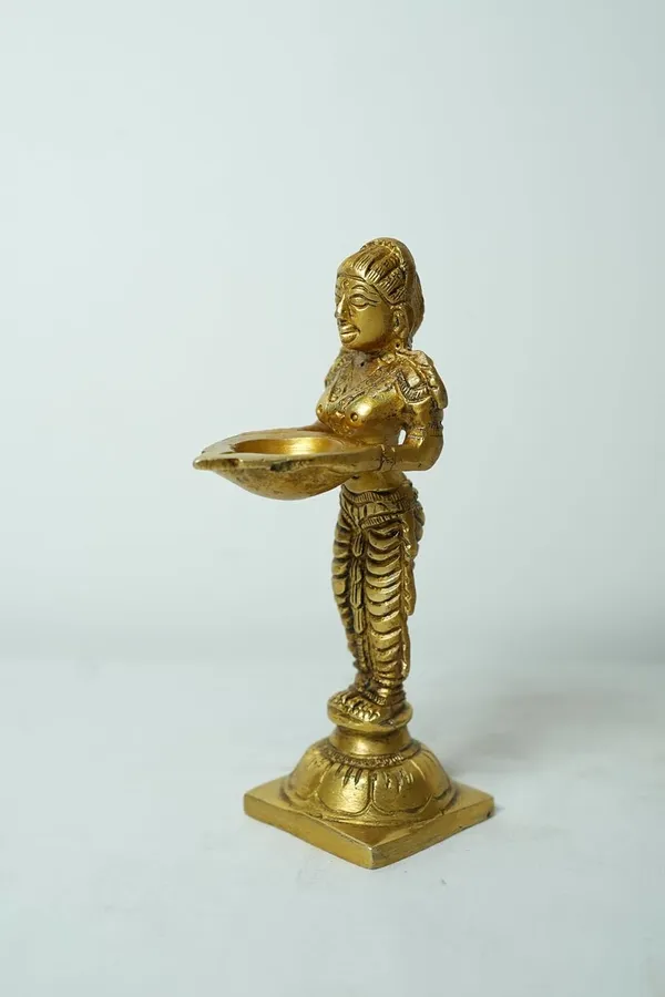 Rahadecor_Brass_Standing_Lady_with_Diya_-_Deep_Laxmi_Deepak_for_Home_Entrance_&_Pooja_Room_-_15cm_Height