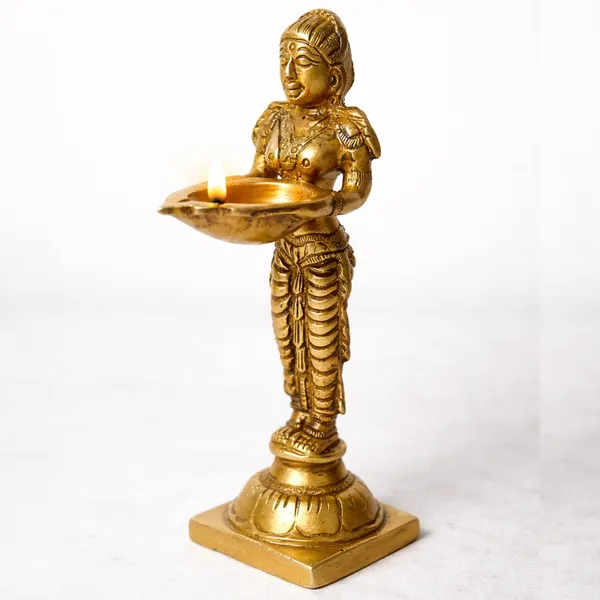 Rahadecor_Brass_Standing_Lady_with_Diya_-_Deep_Laxmi_Deepak_for_Home_Entrance_&_Pooja_Room_-_15cm_Height