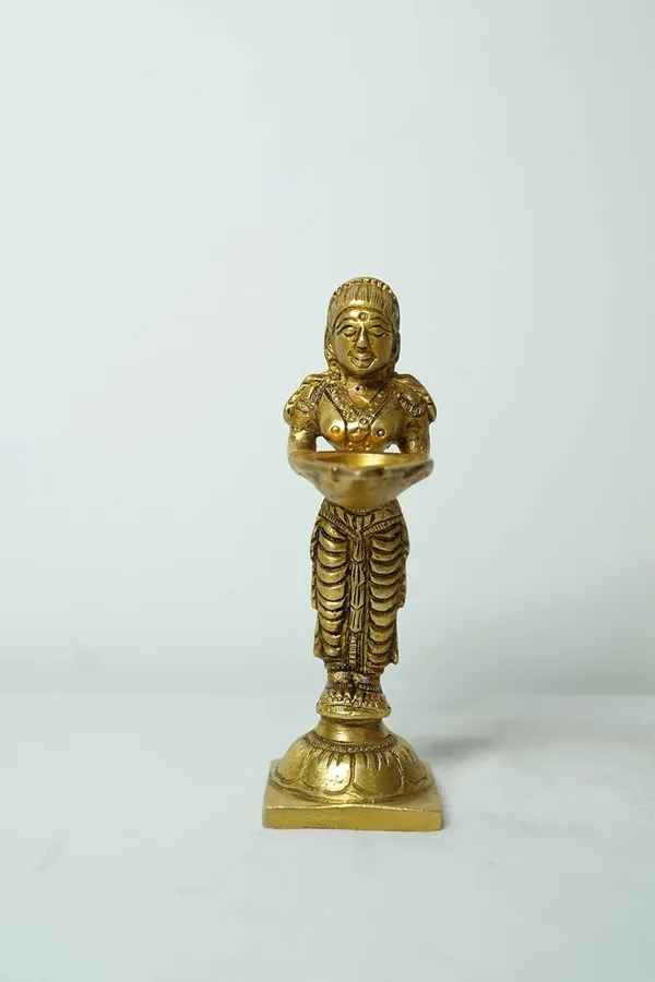 Rahadecor_Brass_Standing_Lady_with_Diya_-_Deep_Laxmi_Deepak_for_Home_Entrance_&_Pooja_Room_-_15cm_Height
