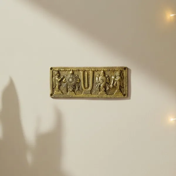 Rahadecor_Brass_Tirupati_Balaji_Shankh_Chakra_Namah_Wall_&_Door_Plate_-_Gold_Plated_Vastu_Symbol