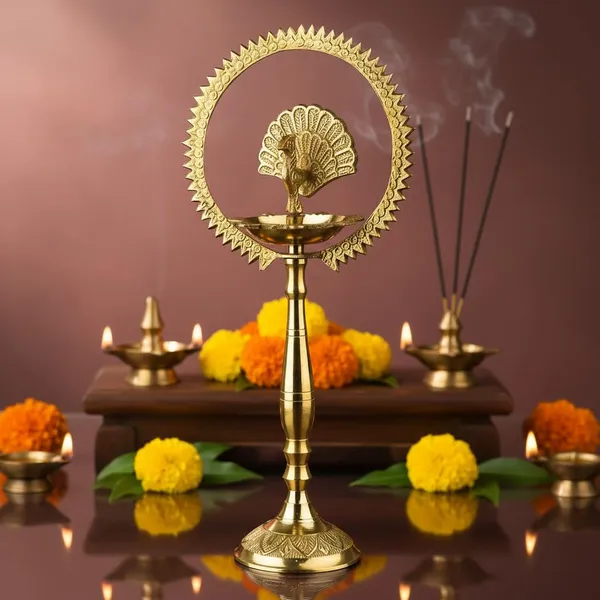 Brass_Peacock_Diya_with_Crown_Kerala_Samai_Kuthu_Vilakku_|_Engraved_Brass_Oil_Lamp_for_Diwali_Puja_Inauguration_Housewarming_Gift_|_30_cm_Height