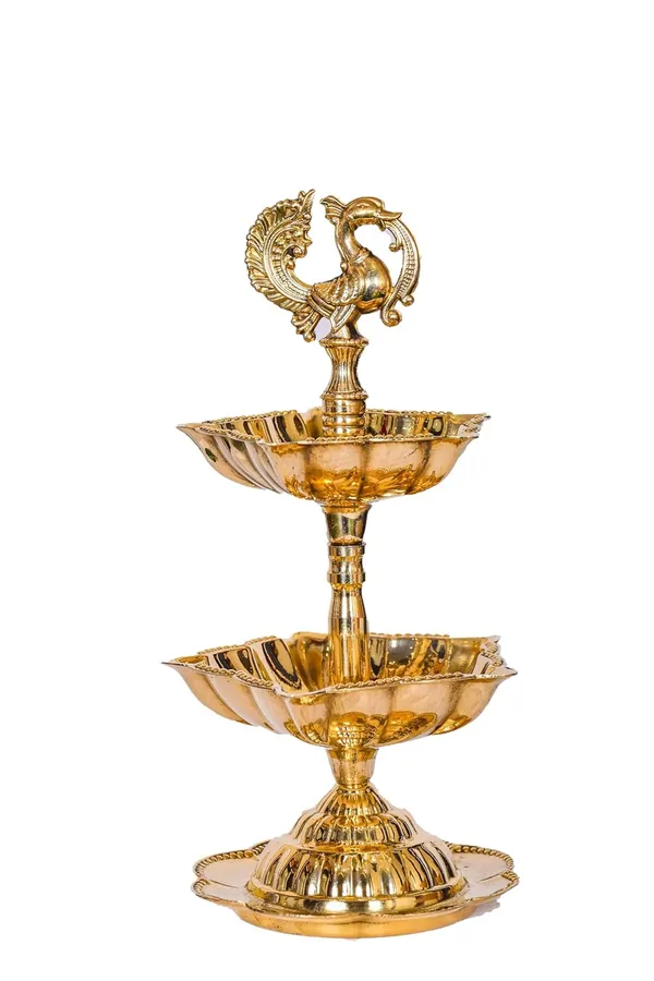Peacock_Diya_5_Wick_Brass_Oil_Lamp_for_Home_Mandir_|_Peacock_Design_Kuthu_Vilakku_for_Diwali_Decoration_&_Gifting_|_Traditional_Brass_Deepak_|_15.5_cm_Height_240g