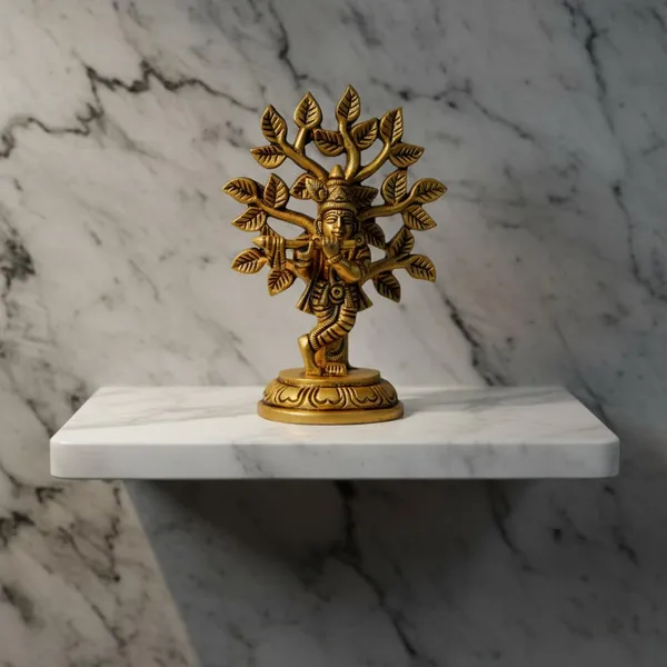 Pure_Brass_Shree_Krishna_Small_Kalpavriksha_Idol_|_Engraved_Brass_Murti_for_Pooja_Mandir_Temple_Home_Decor_|_Height_9.5_cm
