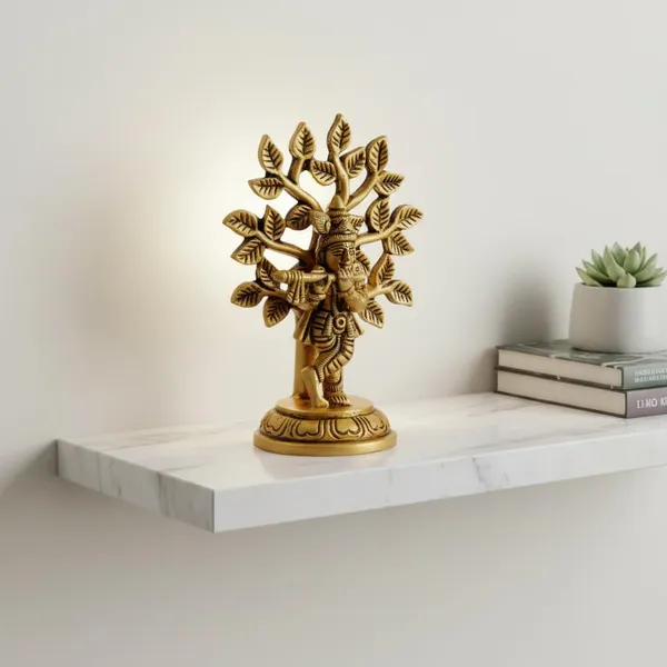 Pure_Brass_Shree_Krishna_Small_Kalpavriksha_Idol_|_Engraved_Brass_Murti_for_Pooja_Mandir_Temple_Home_Decor_|_Height_9.5_cm