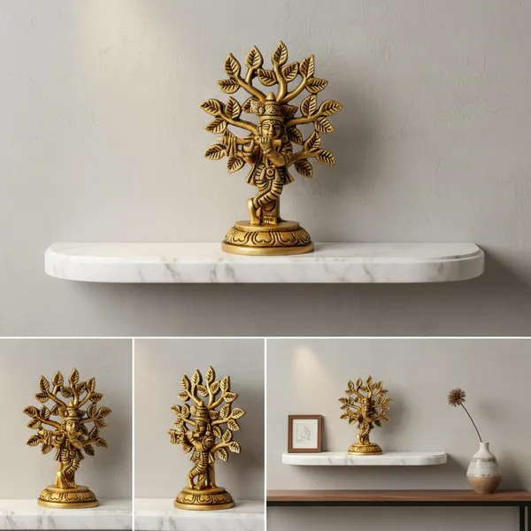 Pure_Brass_Shree_Krishna_Small_Kalpavriksha_Idol_|_Engraved_Brass_Murti_for_Pooja_Mandir_Temple_Home_Decor_|_Height_9.5_cm