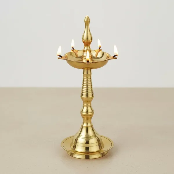 Kerala_Samai_Diya_5_Wick_Brass_Oil_Lamp_for_Pooja_Mandir_|_Traditional_Tall_Brass_Deepak_for_Diwali_Festival_Decor_|_Ghee_Oil_Lamp_|_13_cm_Height_95_g