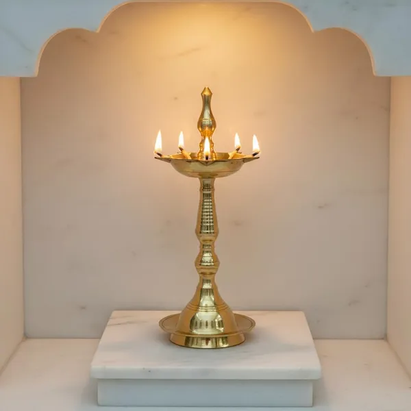 Kerala_Samai_Diya_5_Wick_Brass_Oil_Lamp_for_Pooja_Mandir_|_Traditional_Tall_Brass_Deepak_for_Diwali_Festival_Decor_|_Ghee_Oil_Lamp_|_13_cm_Height_95_g