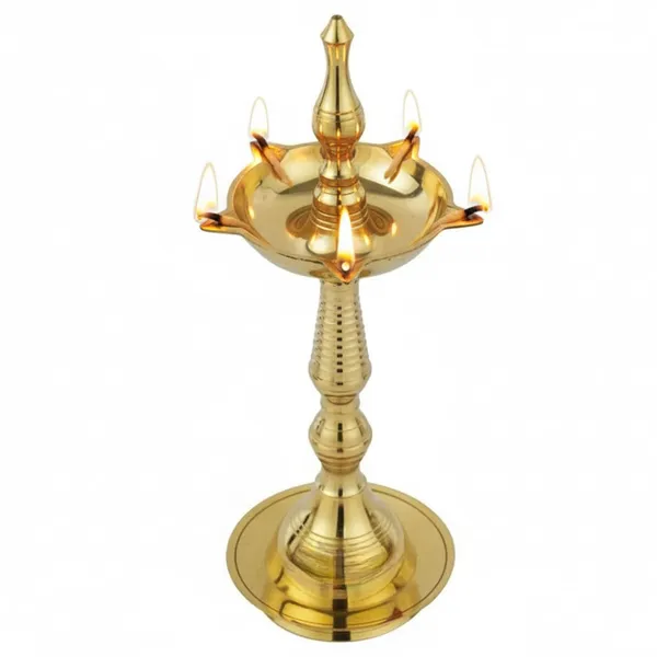 Kerala_Samai_Diya_5_Wick_Brass_Oil_Lamp_for_Pooja_Mandir_|_Traditional_Tall_Brass_Deepak_for_Diwali_Festival_Decor_|_Ghee_Oil_Lamp_|_13_cm_Height_95_g