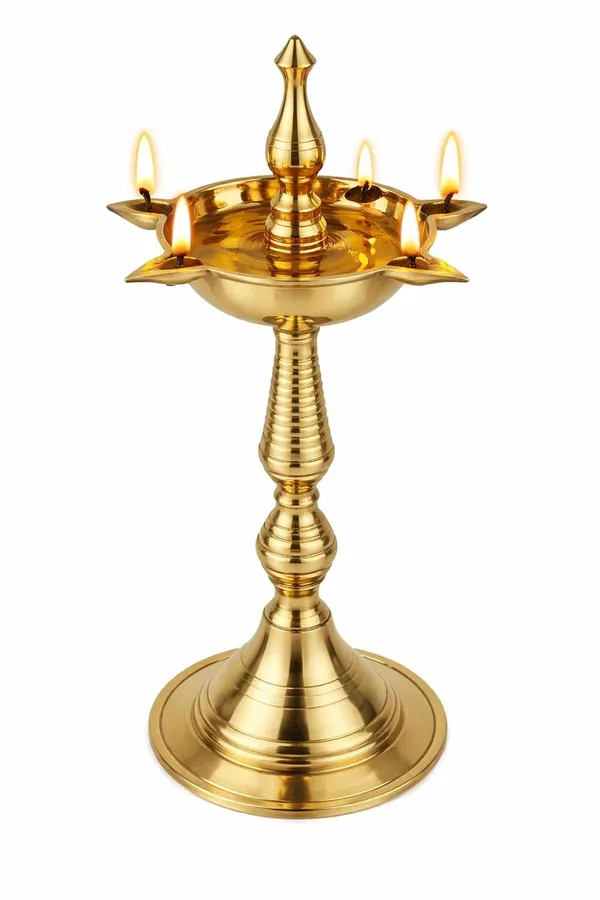 Kerala_Samai_Diya_5_Wick_Brass_Oil_Lamp_for_Pooja_Mandir_|_Traditional_Tall_Brass_Deepak_for_Diwali_Festival_Decor_|_Ghee_Oil_Lamp_|_13_cm_Height_95_g
