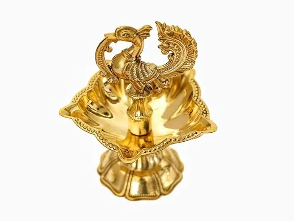 Peacock_Diya_5_Wick_Brass_Oil_Lamp_for_Home_Mandir_|_Peacock_Design_Kuthu_Vilakku_for_Diwali_Decoration_&_Gifting_|_Traditional_Brass_Deepak_|_8_cm_Height_65_g