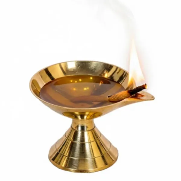 Pandeep_Deepak_Brass_Diya_Oil_Lamp_for_Pooja_Mandir_|Traditional_Diwali_Diya_|_Height_4.5_cm_,_6L_x_6W_x_4.5H_Centimeters_,