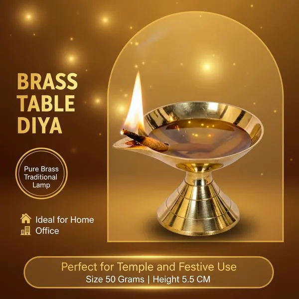 Pandeep_Deepak_Brass_Diya_Oil_Lamp_for_Pooja_Mandir_|Traditional_Diwali_Diya_|_Height_4.5_cm_,_6L_x_6W_x_4.5H_Centimeters_,