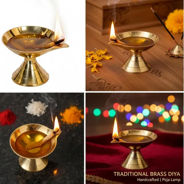 Pandeep_Deepak_Brass_Diya_Oil_Lamp_for_Pooja_Mandir_|Traditional_Diwali_Diya_|_Height_4.5_cm_,_6L_x_6W_x_4.5H_Centimeters_,