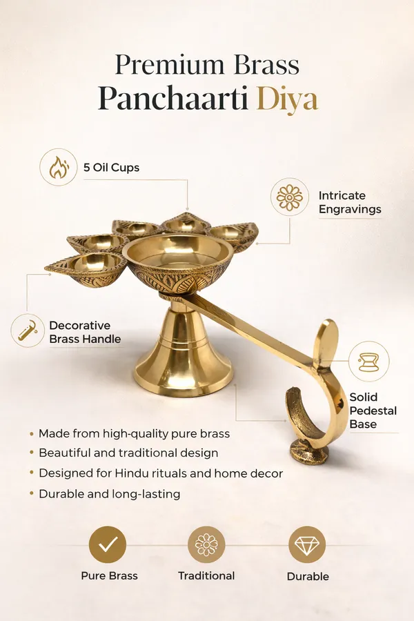 Golden_Handcrafted_Brass_Panch_Aarti_Diya_5-Wick_Pooja_Lamp_With_Handle_Traditional_Indian_Puja_Accessory
