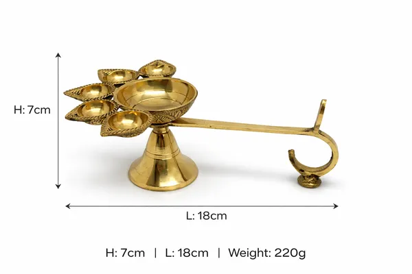 Golden_Handcrafted_Brass_Panch_Aarti_Diya_5-Wick_Pooja_Lamp_With_Handle_Traditional_Indian_Puja_Accessory