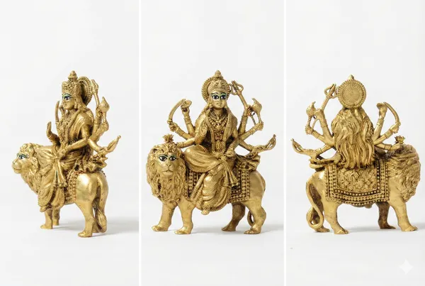 Rahadecor_100%_Pure_Brass_with_Intricate_Detailing_Durga_Maa_Idol_(Size:_215_GMS,_H-10_W-8_cm)_|_Durga_Murti_for_Home_Decor_&_Puja_Room_|_MATA_Rani_for_Office_Desk_|_Maa_Durga_for_Gift