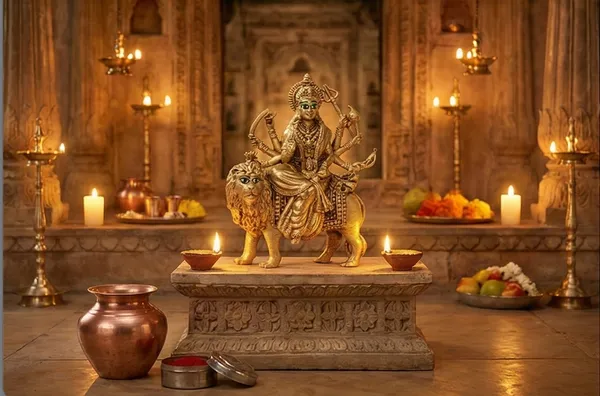 Rahadecor_100%_Pure_Brass_with_Intricate_Detailing_Durga_Maa_Idol_(Size:_215_GMS,_H-10_W-8_cm)_|_Durga_Murti_for_Home_Decor_&_Puja_Room_|_MATA_Rani_for_Office_Desk_|_Maa_Durga_for_Gift