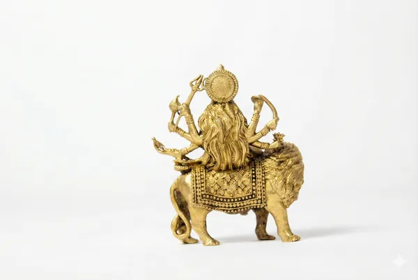 Rahadecor_100%_Pure_Brass_with_Intricate_Detailing_Durga_Maa_Idol_(Size:_215_GMS,_H-10_W-8_cm)_|_Durga_Murti_for_Home_Decor_&_Puja_Room_|_MATA_Rani_for_Office_Desk_|_Maa_Durga_for_Gift