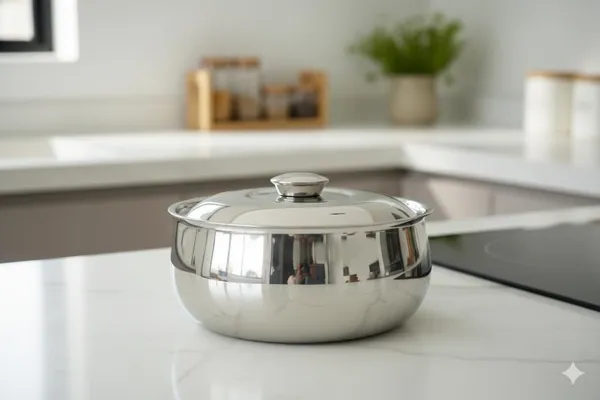 Steel_Casserole_With_Lid_And_Insulated_Stainless_Serving_Bowl_With_Lid,_Modern_Design,_Finish,_Round_Shape,_Kitchen_Cookware