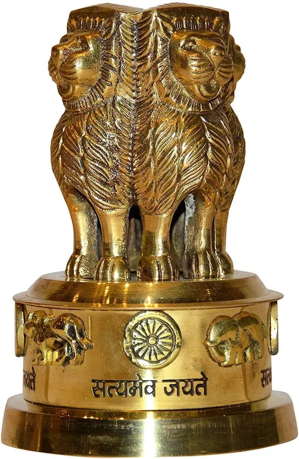 Golden_Brass_Ashoka_Pillar_Sculpture_Showpiece_For_Home_Decor,_Office_Table_Antique_Finish,_8Cm,_180G