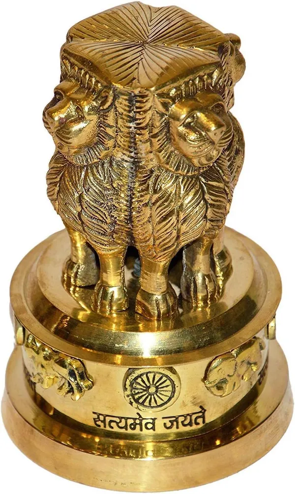 Golden_Brass_Ashoka_Pillar_Sculpture_Showpiece_For_Home_Decor,_Office_Table_Antique_Finish,_8Cm,_180G