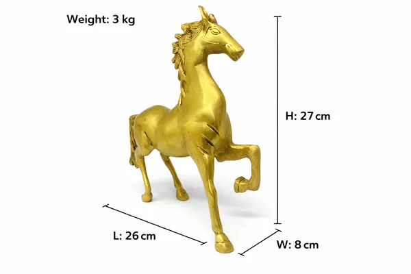 Ashva_Shakti_–_Solid_Brass_Royal_Horse_Figurine_||_Height:_27_cm__Length:_26_cm__Width:_8_cm__Weight:_Approx._3_kg