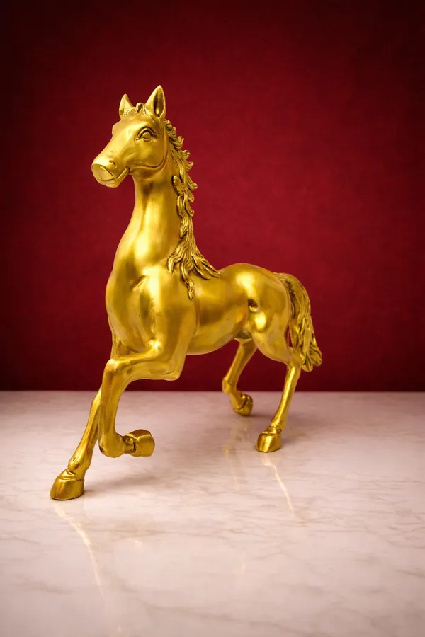 Ashva_Shakti_–_Solid_Brass_Royal_Horse_Figurine_||_Height:_27_cm__Length:_26_cm__Width:_8_cm__Weight:_Approx._3_kg