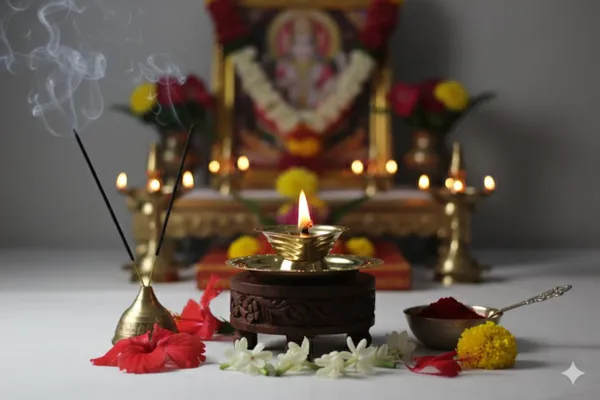Golden_Brass_Puja_Diya_Set_With_Decorative_Plate,_Traditional_Oil_Lamp_With_Incense_Holder,_Kumkum_Bowl_For_Hindu_Prayer