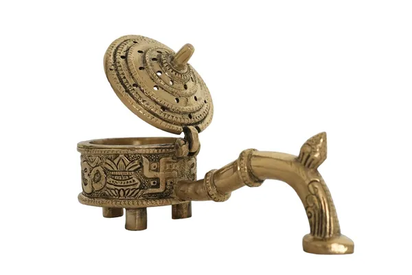 Golden_Brass_Dhuna_Loban_Burner_Dhoop_Dani_Incense_Burner_-_0.790_Kg_-_H_8.5_Cm,_L_17.5_Cm,_B_7.2_Cm_-_Home_Purifying_Dhupiya_Loban_Burner
