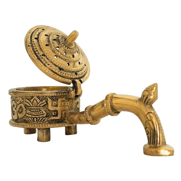Golden_Brass_Dhuna_Loban_Burner_Dhoop_Dani_Incense_Burner_-_0.790_Kg_-_H_8.5_Cm,_L_17.5_Cm,_B_7.2_Cm_-_Home_Purifying_Dhupiya_Loban_Burner