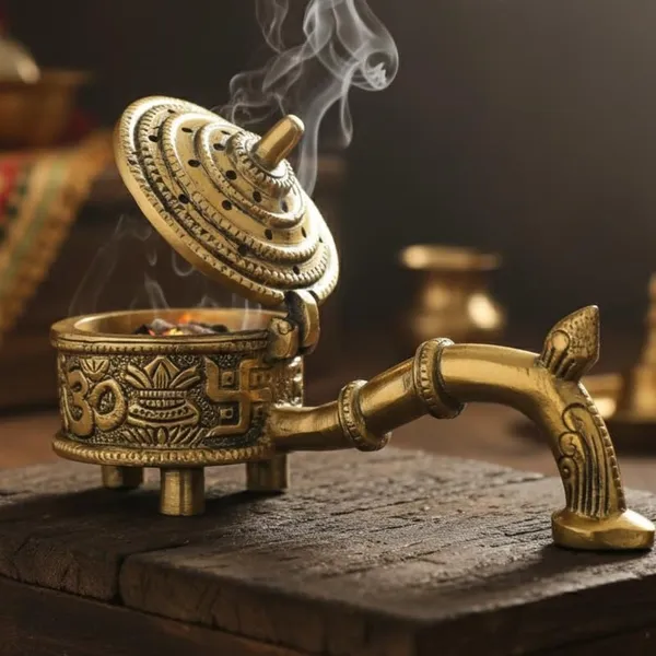 Golden_Brass_Dhuna_Loban_Burner_Dhoop_Dani_Incense_Burner_-_0.790_Kg_-_H_8.5_Cm,_L_17.5_Cm,_B_7.2_Cm_-_Home_Purifying_Dhupiya_Loban_Burner
