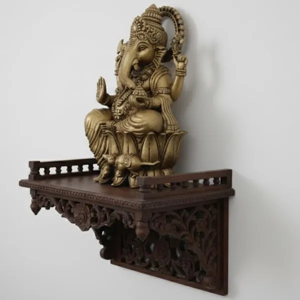 Golden_Brass_Ganesha_I_Fine_Carving_Ganpati_I_Charbhuja_I_Home_Decor_I_Gifting_In_Living_Room_1.195_Kg_-_H_17.50_Cm,_L_8.50_Cm,_B_8_Cm_I_Hindu_God_Idol
