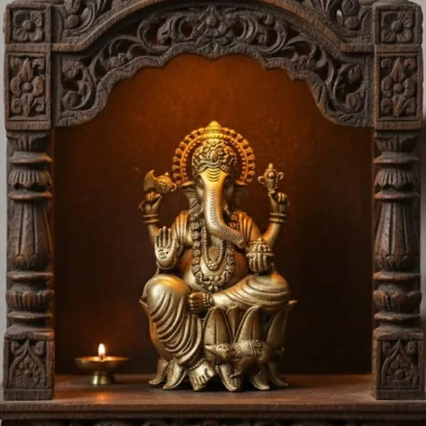 Golden_Brass_Ganesha_I_Fine_Carving_Ganpati_I_Charbhuja_I_Home_Decor_I_Gifting_In_Living_Room_1.195_Kg_-_H_17.50_Cm,_L_8.50_Cm,_B_8_Cm_I_Hindu_God_Idol