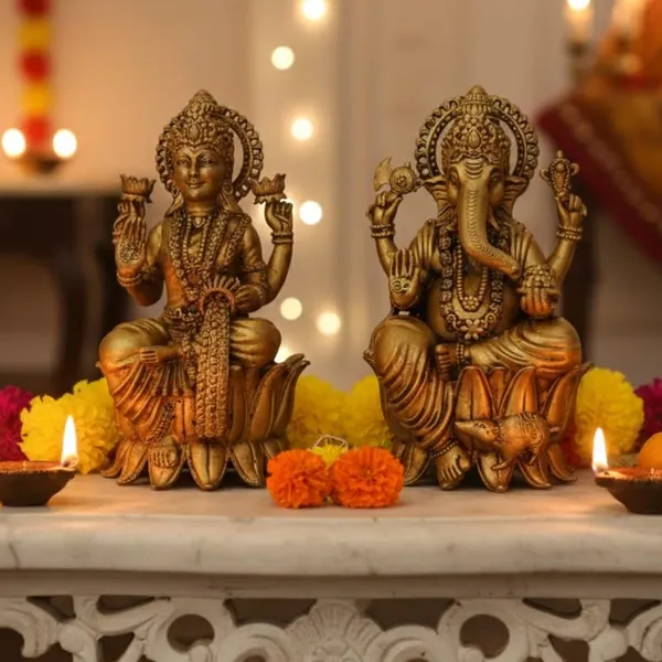 Golden_Pure_Brass_Ganesh_Lakshmi_Idol_Combo_Set_-_2.28_Kg_-_H_17.50_Cm,_L_8.50_Cm,_B_8_Cm_-_Vinayagar_Laxmi_Murti_For_Diwali_Puja_Home_Temple_Car_Office_Desk_Gift
