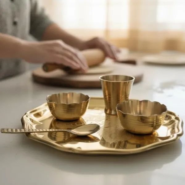Golden_Brass_Mini_Gopal_Set_-_Pure_Brass_Small_Pooja_Thali_&_Glass_Set_For_Bhog/Prasad_-_0.260_Kg_-_Dia_20_Cm_-_For_Temples_&_Pooja_Rituals