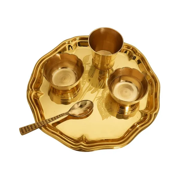Golden_Brass_Mini_Gopal_Set_-_Pure_Brass_Small_Pooja_Thali_&_Glass_Set_For_Bhog/Prasad_-_0.260_Kg_-_Dia_20_Cm_-_For_Temples_&_Pooja_Rituals